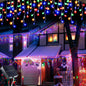 NEW Solar Christmas Icicle Lights 162/96 LED 8 Modes Waterproof Curtain String Lights for Outdoor Garden Room Holiday Lighting