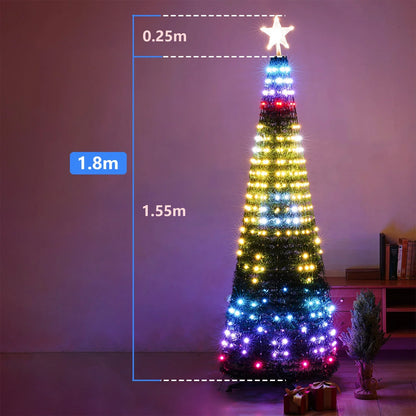 Christmas Tree Star Lights Smart RGB Christmas Light with Remote Timer Music Sync Bluetooth App Controlled Holiday Lighting