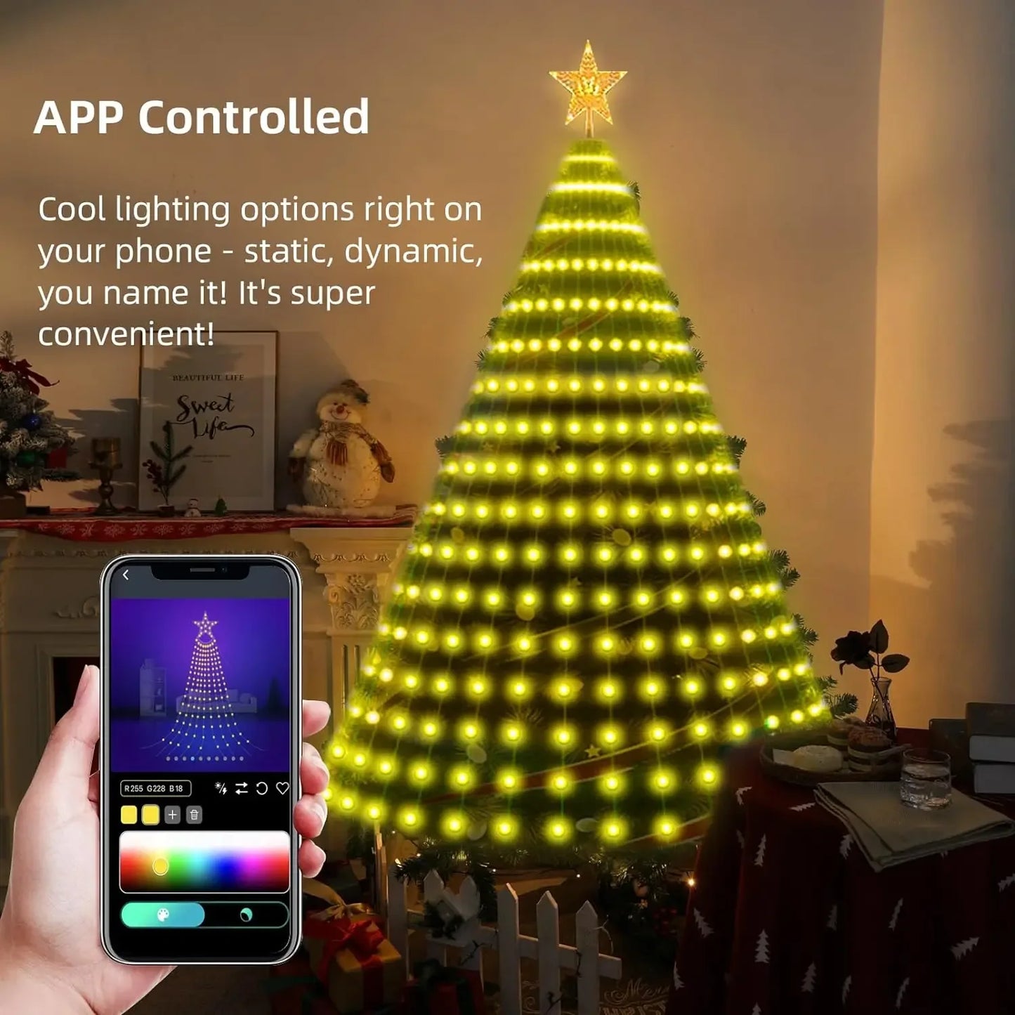 Christmas Tree Star Lights Smart RGB Christmas Light with Remote Timer Music Sync Bluetooth App Controlled Holiday Lighting