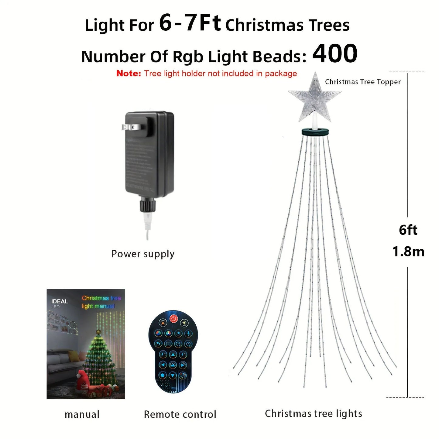 Christmas Tree LED Lights 400LEDs Smart RGB LED String Lights Holiday Decoration for Indoor Outdoor Tree APP/Remote Control