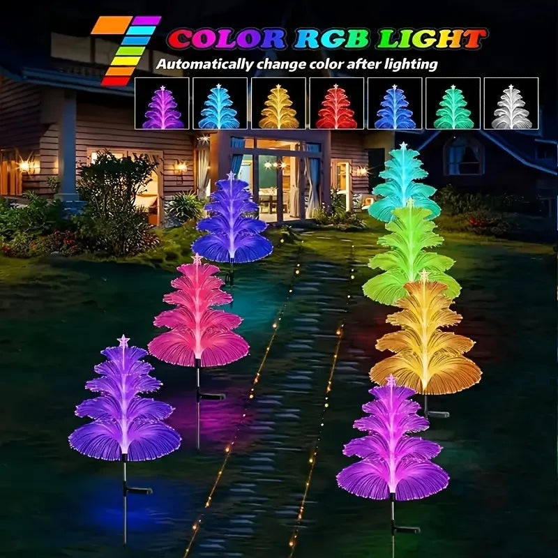 1PC Outdoor Solar Garden Lights 7 Colors Variable Solar Stake Jellyfish Reed Lights Solar Outdoor Color Changing Lights