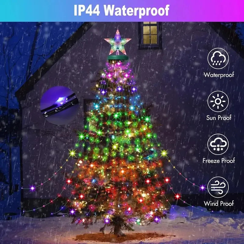 Christmas Tree LED Lights 400LEDs Smart RGB LED String Lights Holiday Decoration for Indoor Outdoor Tree APP/Remote Control