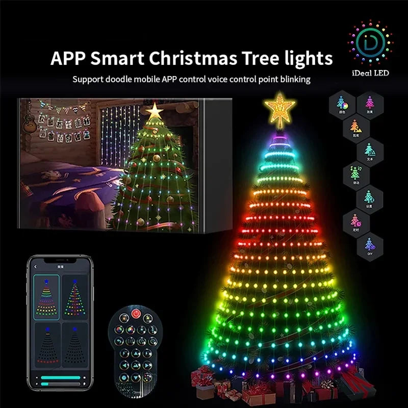 Christmas Tree LED Lights 400LEDs Smart RGB LED String Lights Holiday Decoration for Indoor Outdoor Tree APP/Remote Control