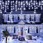 NEW Solar Christmas Icicle Lights 162/96 LED 8 Modes Waterproof Curtain String Lights for Outdoor Garden Room Holiday Lighting